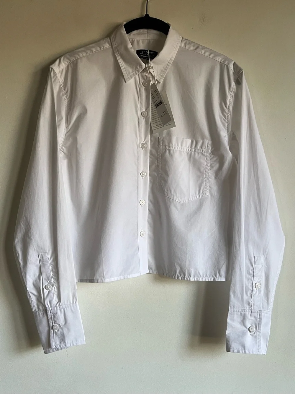 NWT JCrew Cropped Button Up Shirt Size 0 White Regenerative Cotton $118 CD020 - Picture 2 of 14